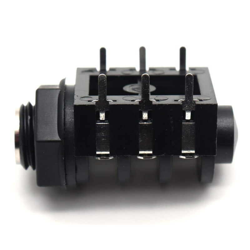 Luomorgo PCB Panel Mount 6 Pin 1/4" 6.35mm Female Socket Stereo Headphone Jack Silver Thread 20pcs - Image 3